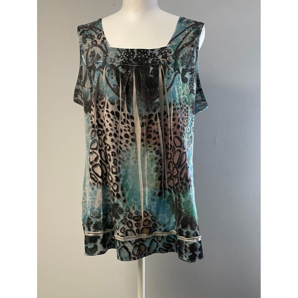 Unity Goblincore Animal Print Grunge Tank Top Sze XL Square Neck Festival Comfy